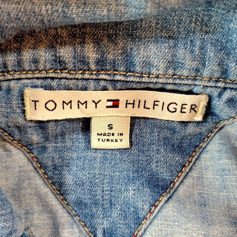 Vintage Tommy Hilfiger Jean Jacket Button Blue Denim Jacket Size Women’s Small - Picture 9 of 12